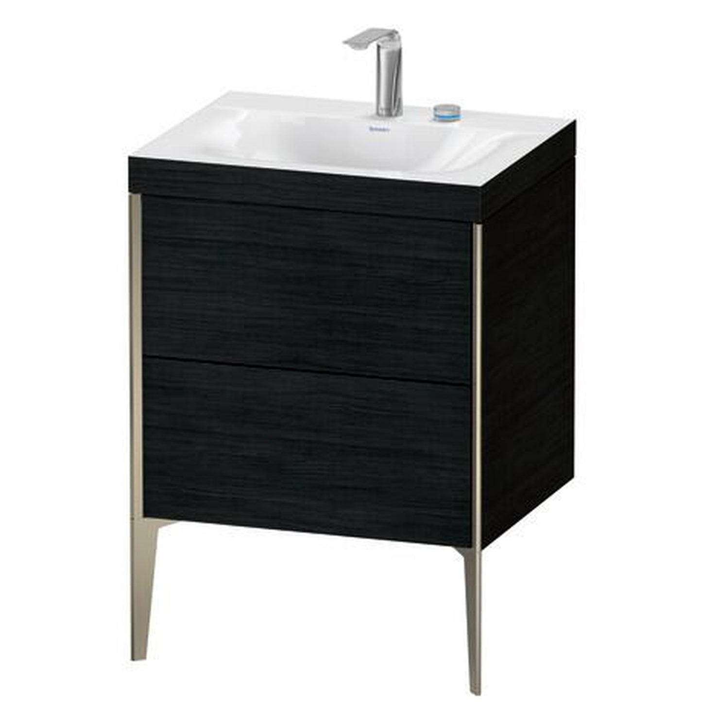 Duravit XViu 24" x 24" x 19" Two Drawer C-Bonded Floorstanding Vanity Kit With Two Tap Holes, Oak Black (XV4709EB116C)
