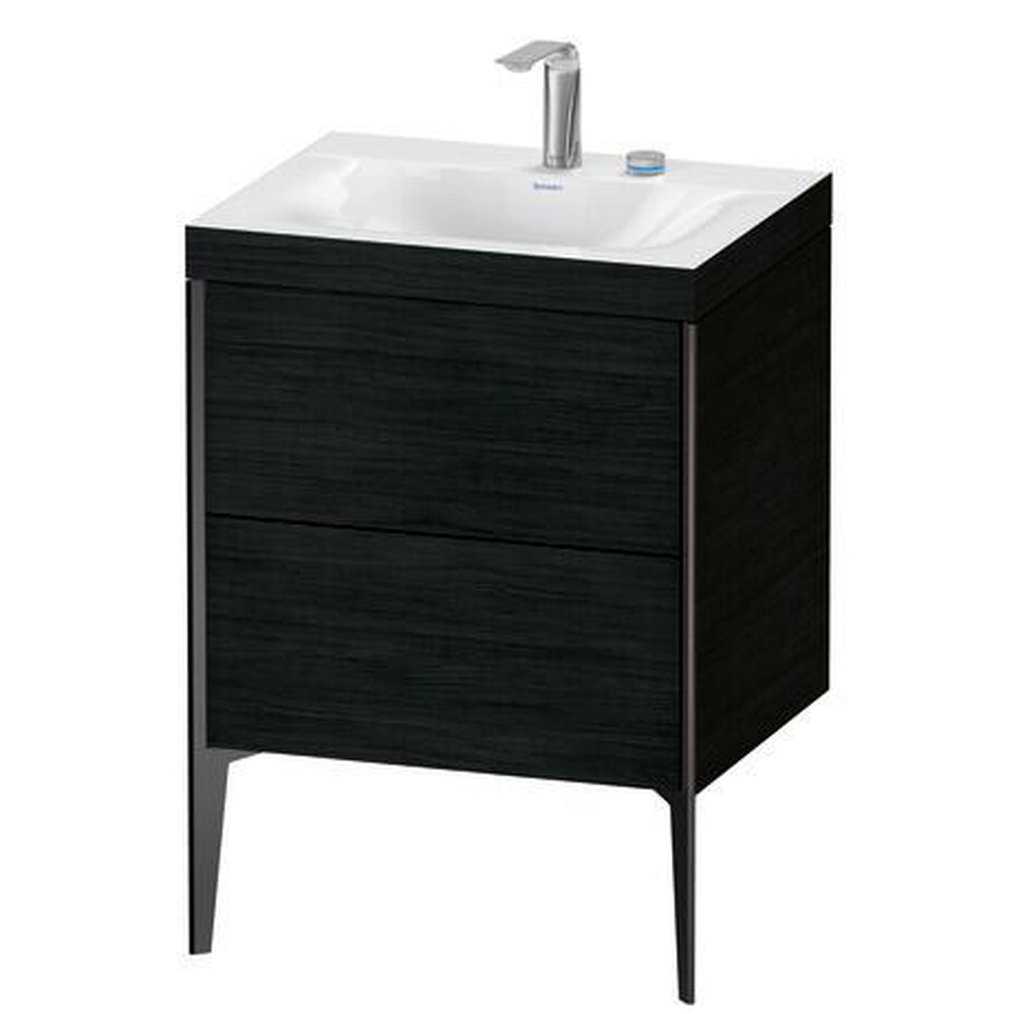 Duravit XViu 24" x 24" x 19" Two Drawer C-Bonded Floorstanding Vanity Kit With Two Tap Holes, Oak Black (XV4709EB216C)