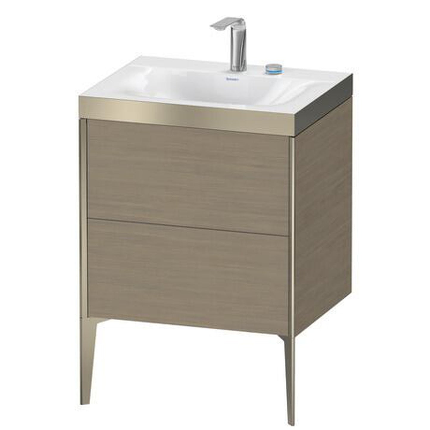 Duravit XViu 24" x 24" x 19" Two Drawer C-Bonded Floorstanding Vanity Kit With Two Tap Holes, Oak Terra (XV4709EB135P)