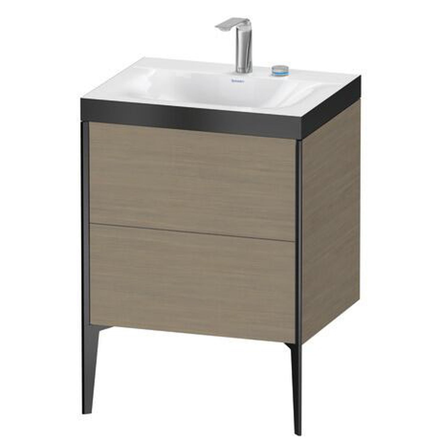 Duravit XViu 24" x 24" x 19" Two Drawer C-Bonded Floorstanding Vanity Kit With Two Tap Holes, Oak Terra (XV4709EB235P)