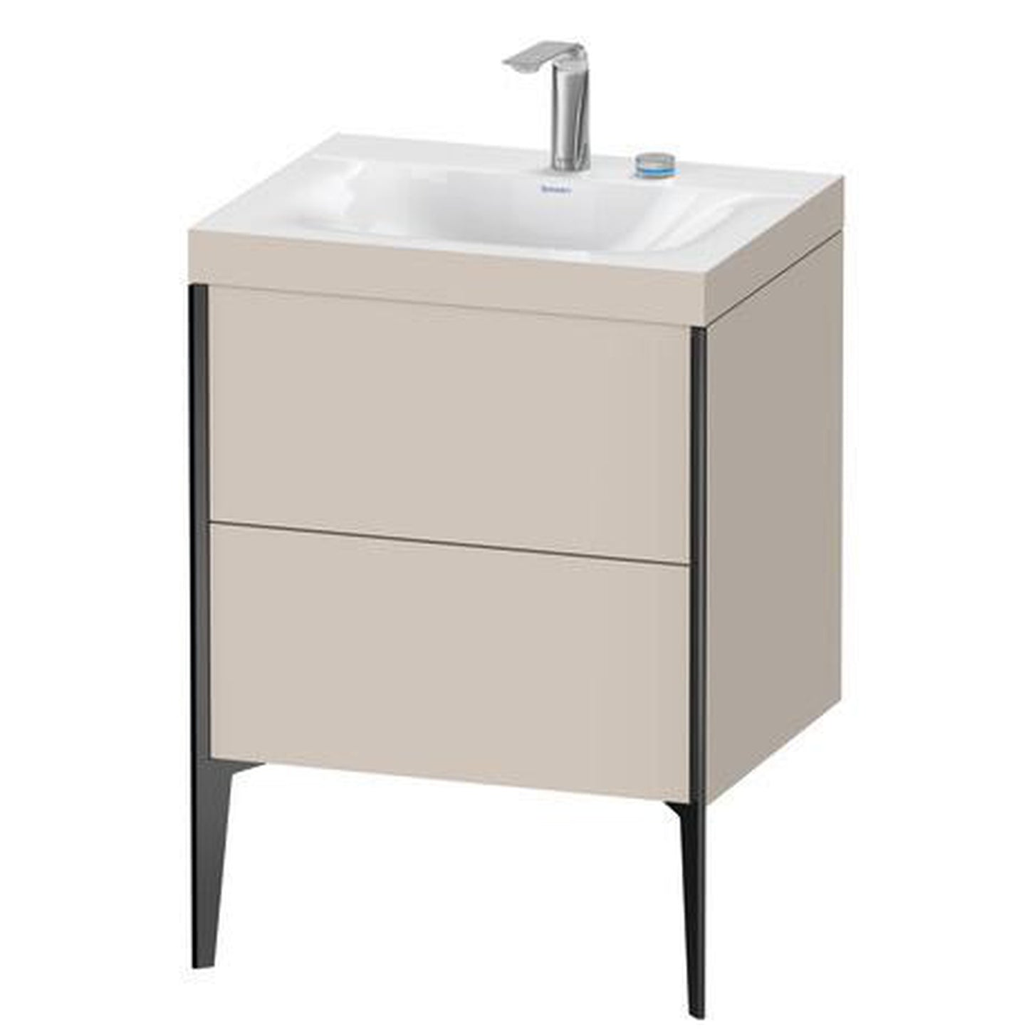 Duravit XViu 24" x 24" x 19" Two Drawer C-Bonded Floorstanding Vanity Kit With Two Tap Holes, Taupe (XV4709EB291C)
