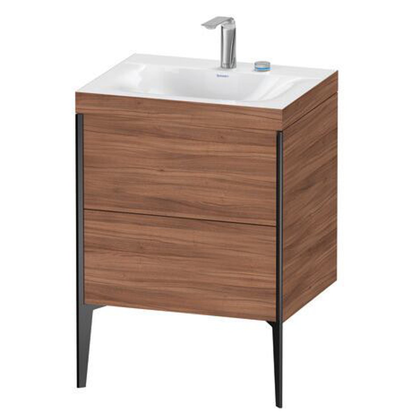 Duravit XViu 24" x 24" x 19" Two Drawer C-Bonded Floorstanding Vanity Kit With Two Tap Holes, Walnut (XV4709EB279C)