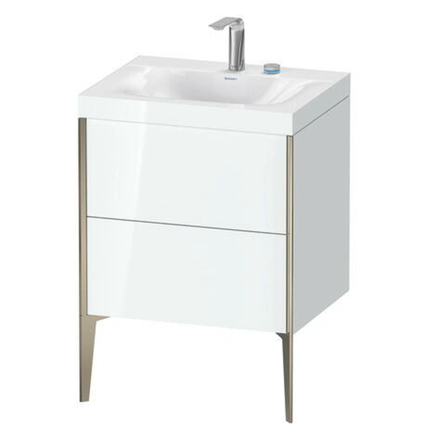 Duravit XViu 24" x 24" x 19" Two Drawer C-Bonded Floorstanding Vanity Kit With Two Tap Holes, White (XV4709EB185C)