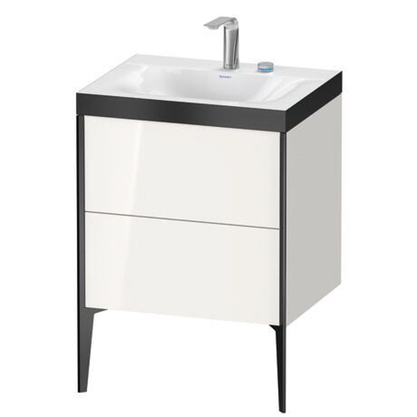 Duravit XViu 24" x 24" x 19" Two Drawer C-Bonded Floorstanding Vanity Kit With Two Tap Holes, White (XV4709EB222P)