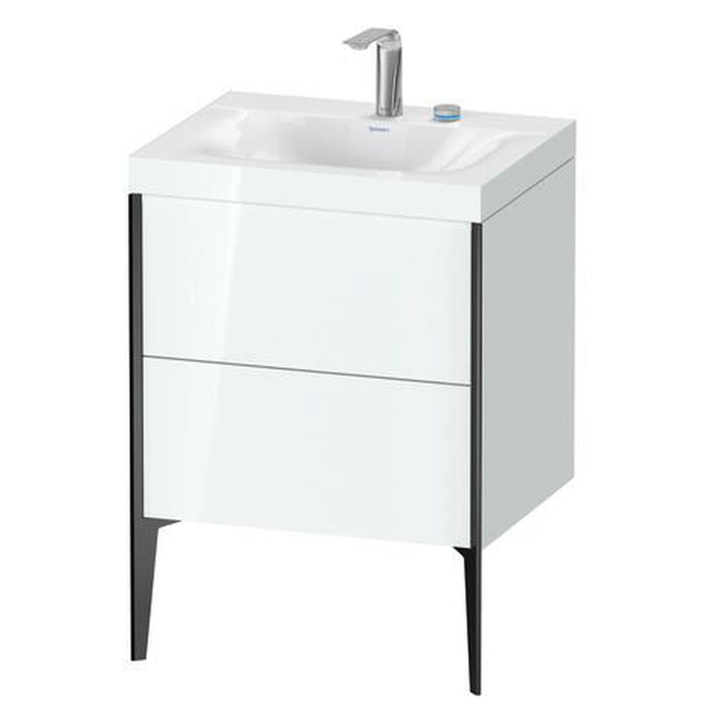 Duravit XViu 24" x 24" x 19" Two Drawer C-Bonded Floorstanding Vanity Kit With Two Tap Holes, White (XV4709EB285C)
