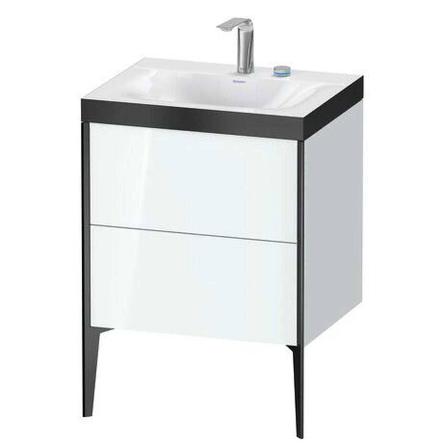 Duravit XViu 24" x 24" x 19" Two Drawer C-Bonded Floorstanding Vanity Kit With Two Tap Holes, White (XV4709EB285P)