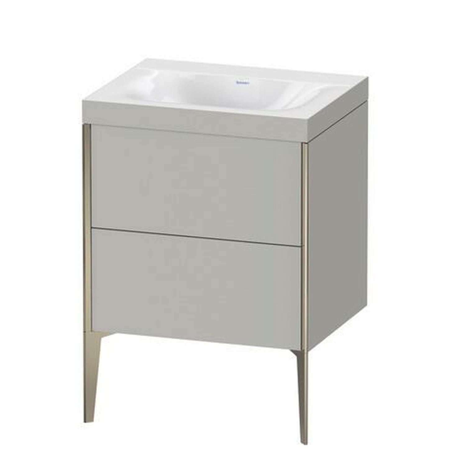 Duravit XViu 24" x 24" x 19" Two Drawer C-Bonded Floorstanding Vanity Kit Without Tap Hole, Concrete Gray (XV4709NB107C)