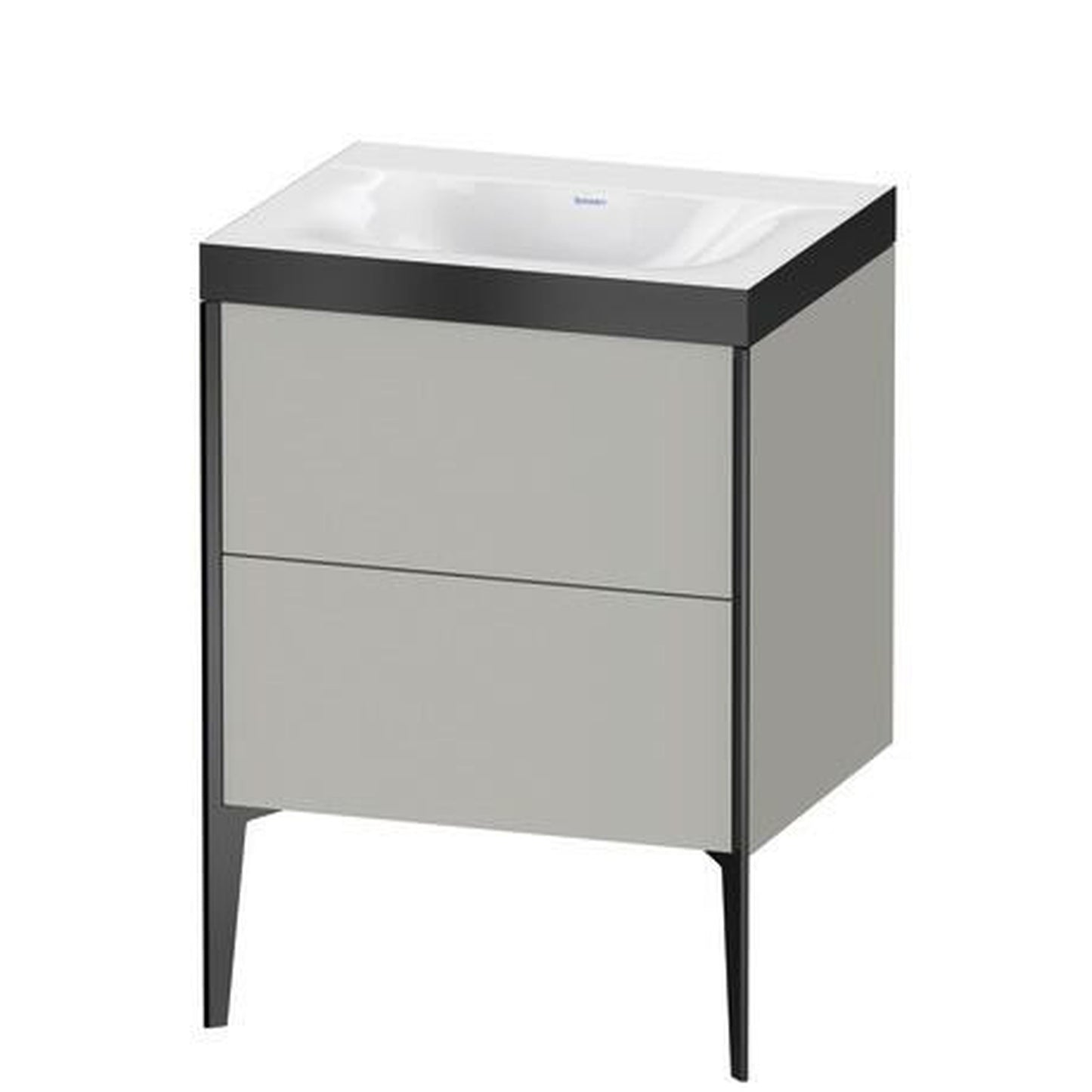 Duravit XViu 24" x 24" x 19" Two Drawer C-Bonded Floorstanding Vanity Kit Without Tap Hole, Concrete Gray (XV4709NB207P)