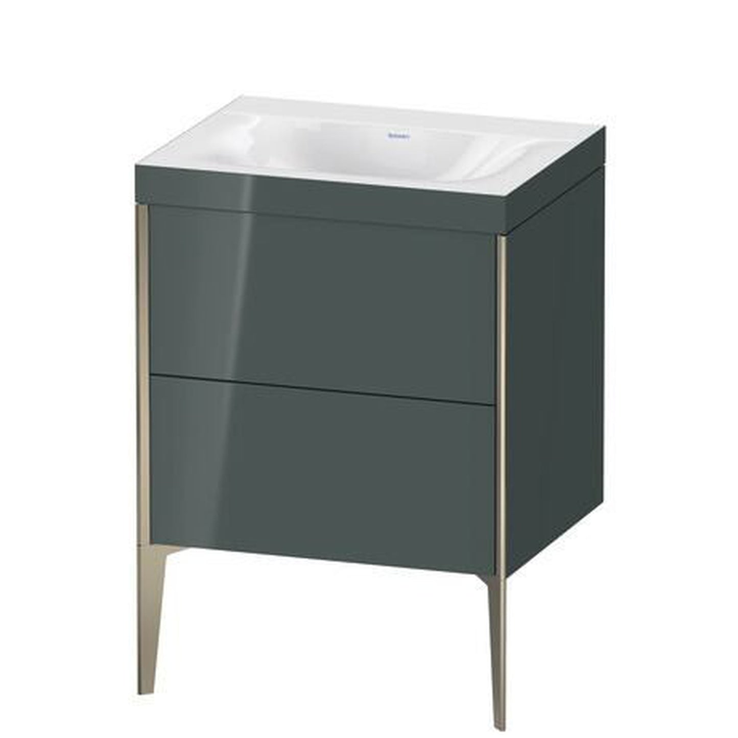 Duravit XViu 24" x 24" x 19" Two Drawer C-Bonded Floorstanding Vanity Kit Without Tap Hole, Dolomite Gray (XV4709NB138C)