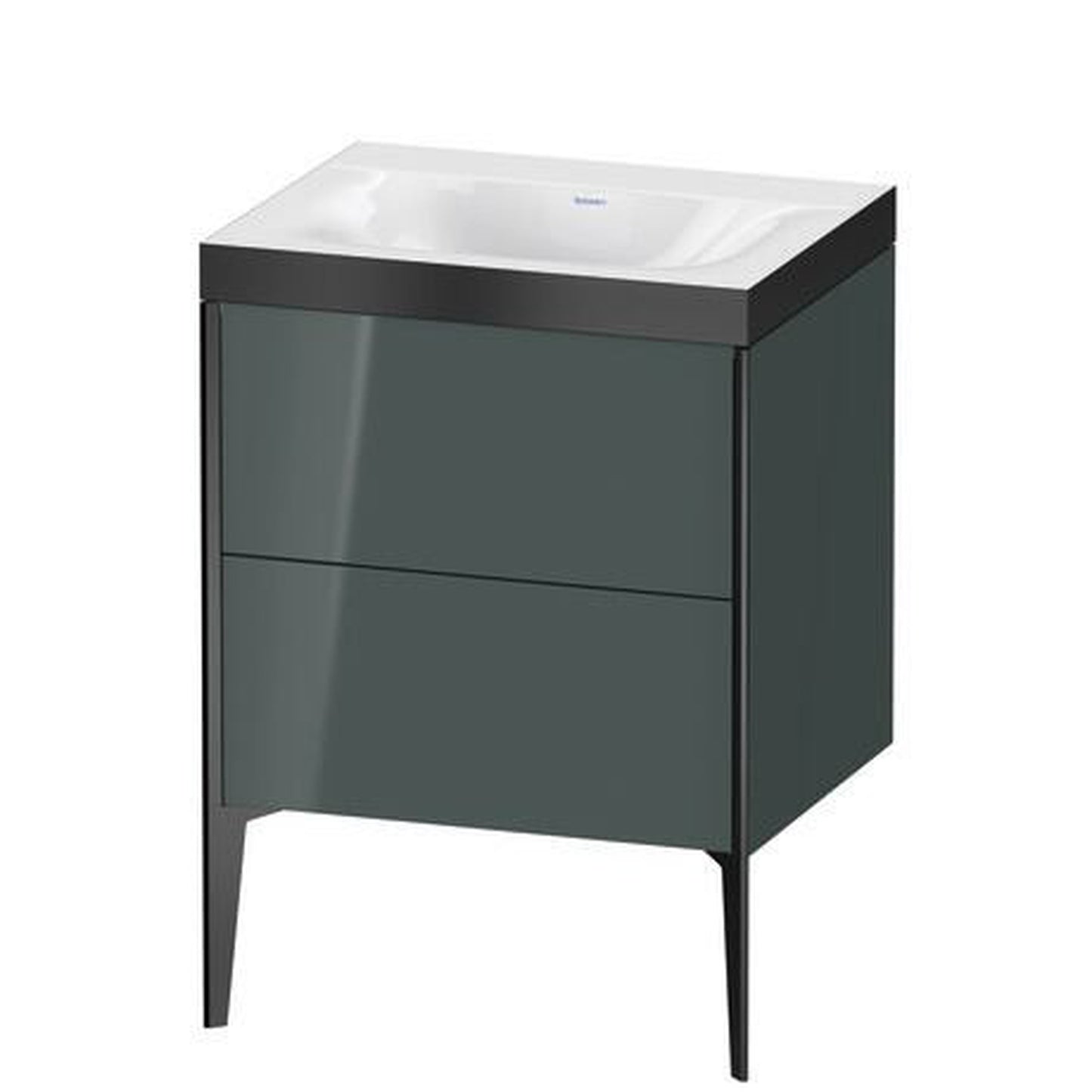 Duravit XViu 24" x 24" x 19" Two Drawer C-Bonded Floorstanding Vanity Kit Without Tap Hole, Dolomite Gray (XV4709NB238P)