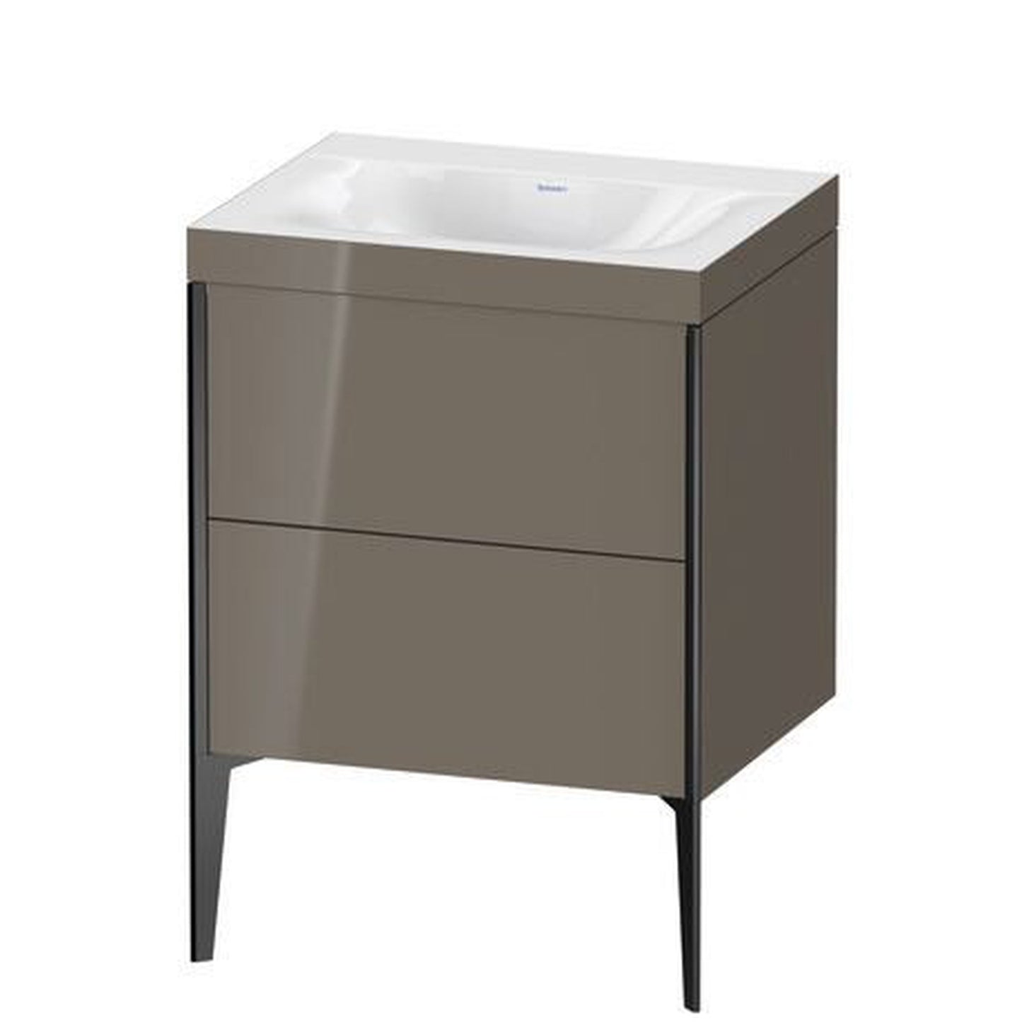 Duravit XViu 24" x 24" x 19" Two Drawer C-Bonded Floorstanding Vanity Kit Without Tap Hole, Flannel Gray (XV4709NB289C)