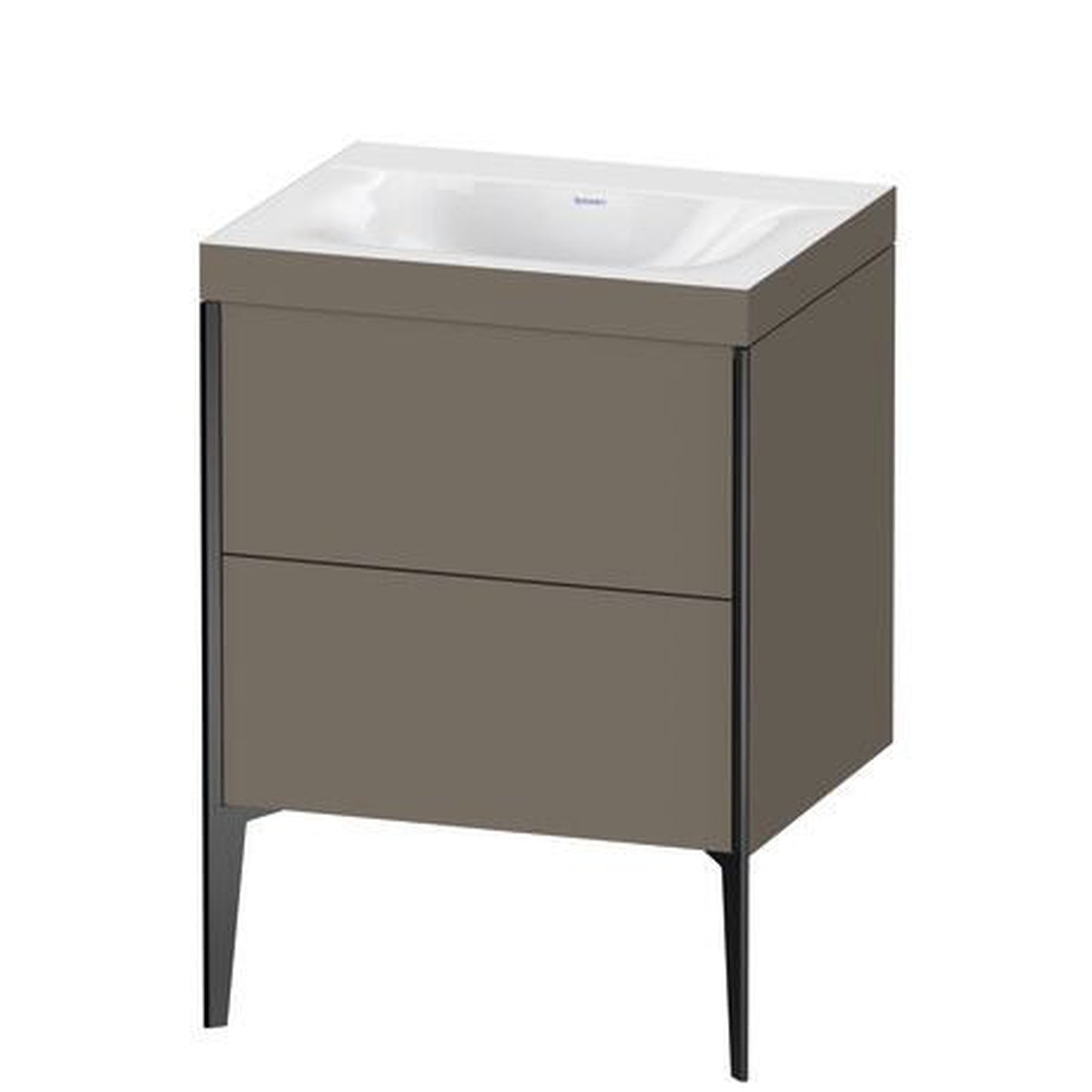 Duravit XViu 24" x 24" x 19" Two Drawer C-Bonded Floorstanding Vanity Kit Without Tap Hole, Flannel Gray (XV4709NB290C)