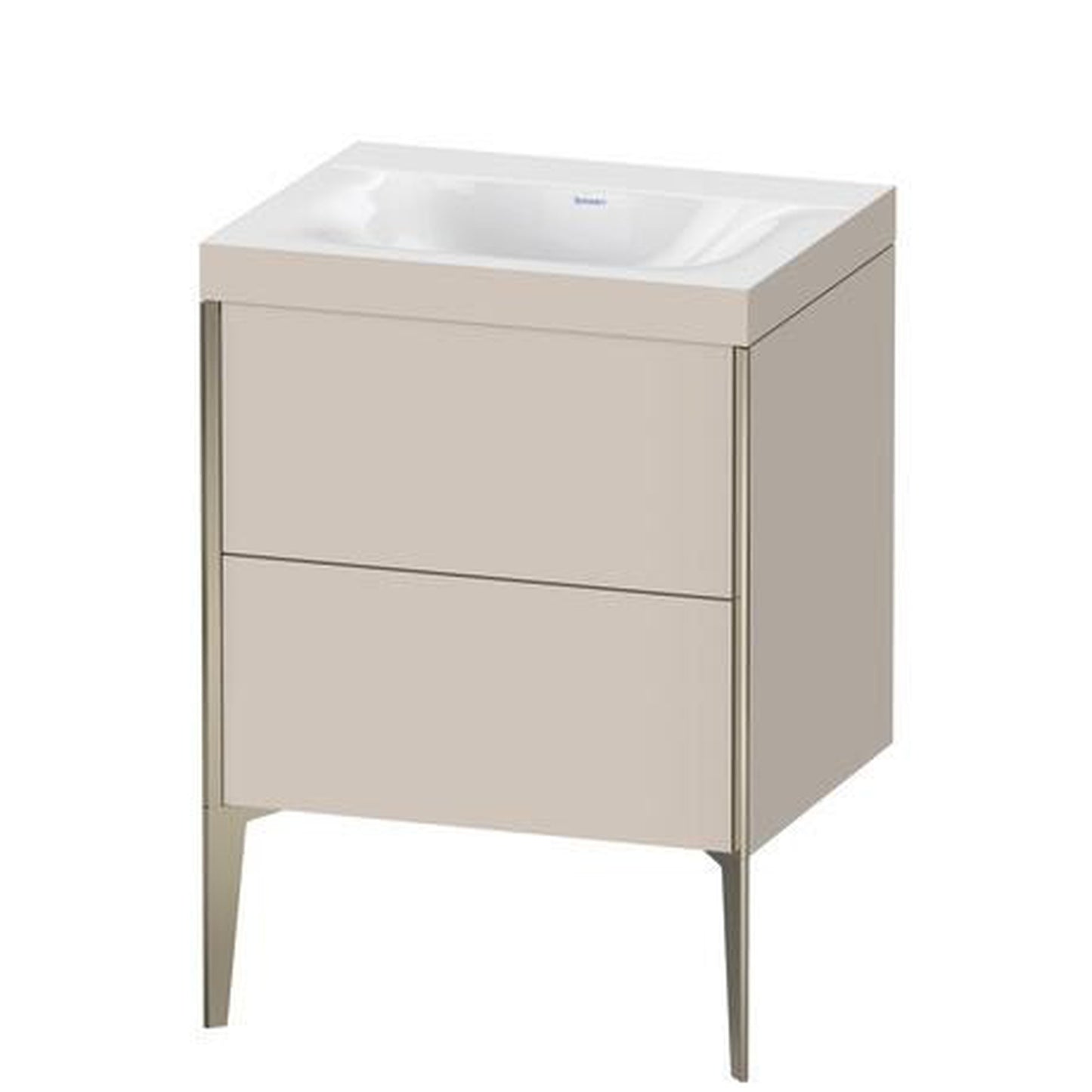 Duravit XViu 24" x 24" x 19" Two Drawer C-Bonded Floorstanding Vanity Kit Without Tap Hole, Taupe (XV4709NB191C)