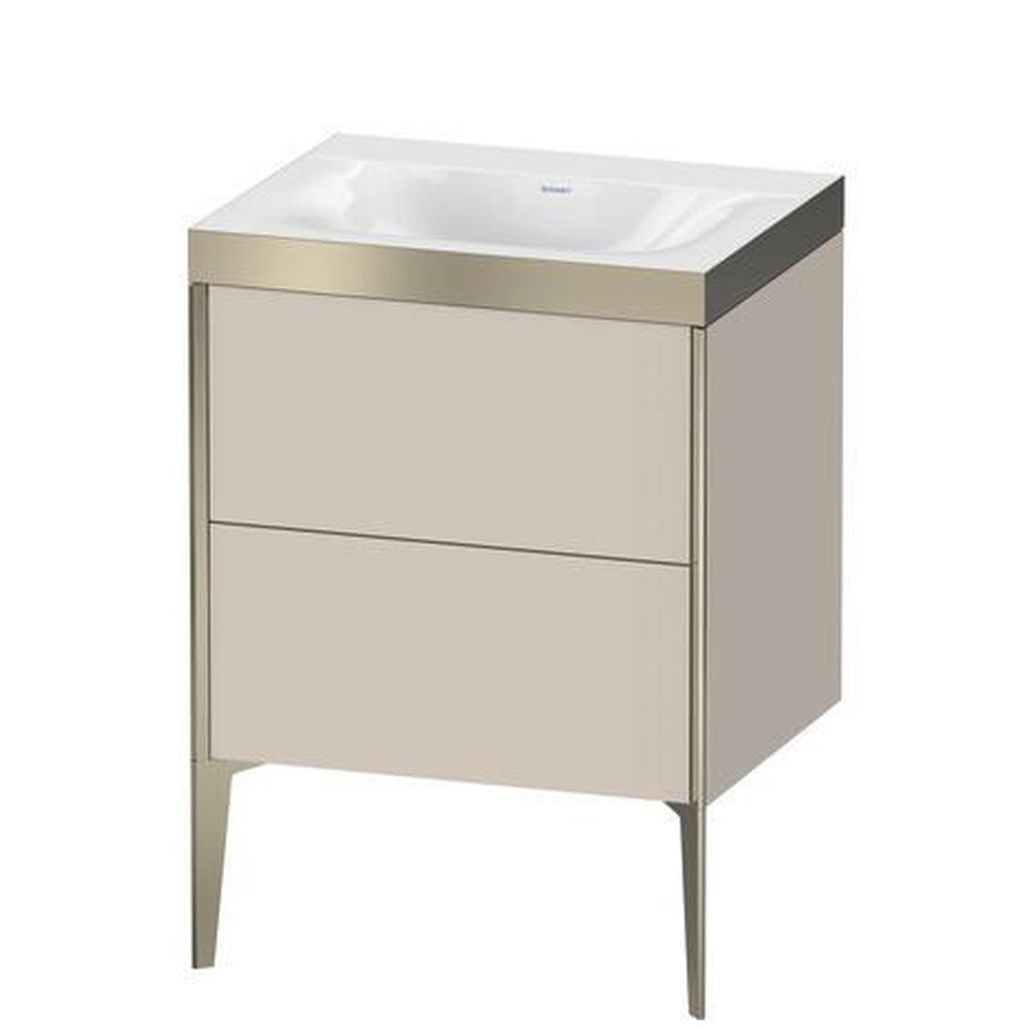 Duravit XViu 24" x 24" x 19" Two Drawer C-Bonded Floorstanding Vanity Kit Without Tap Hole, Taupe (XV4709NB191P)
