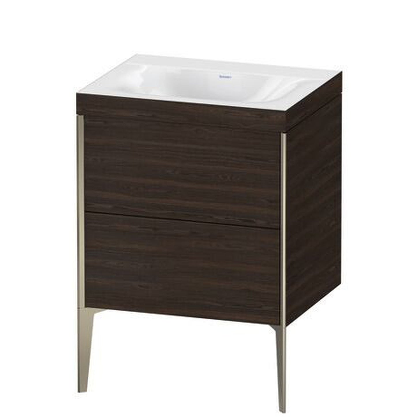 Duravit XViu 24" x 24" x 19" Two Drawer C-Bonded Floorstanding Vanity Kit Without Tap Hole, Walnut Brushed (XV4709NB169C)