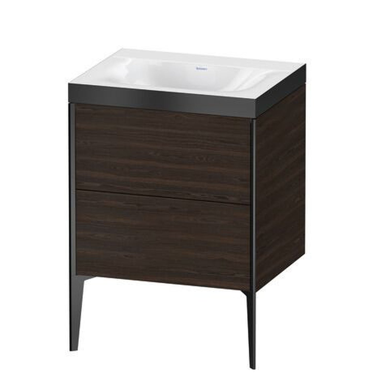 Duravit XViu 24" x 24" x 19" Two Drawer C-Bonded Floorstanding Vanity Kit Without Tap Hole, Walnut Brushed (XV4709NB269P)