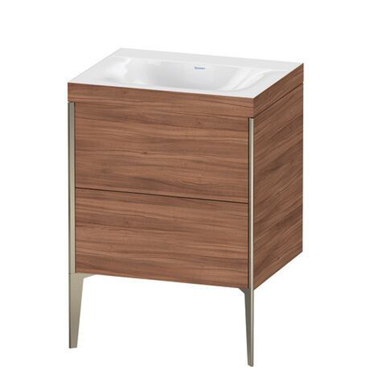 Duravit XViu 24" x 24" x 19" Two Drawer C-Bonded Floorstanding Vanity Kit Without Tap Hole, Walnut (XV4709NB179C)