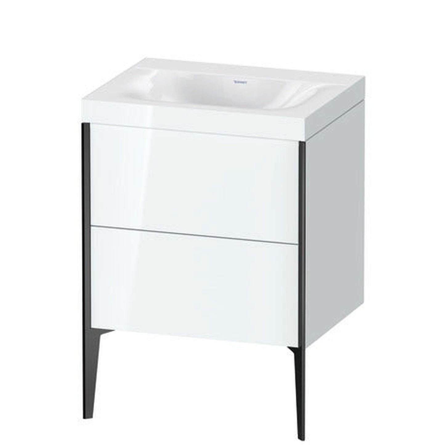 Duravit XViu 24" x 24" x 19" Two Drawer C-Bonded Floorstanding Vanity Kit Without Tap Hole, White (XV4709NB285C)