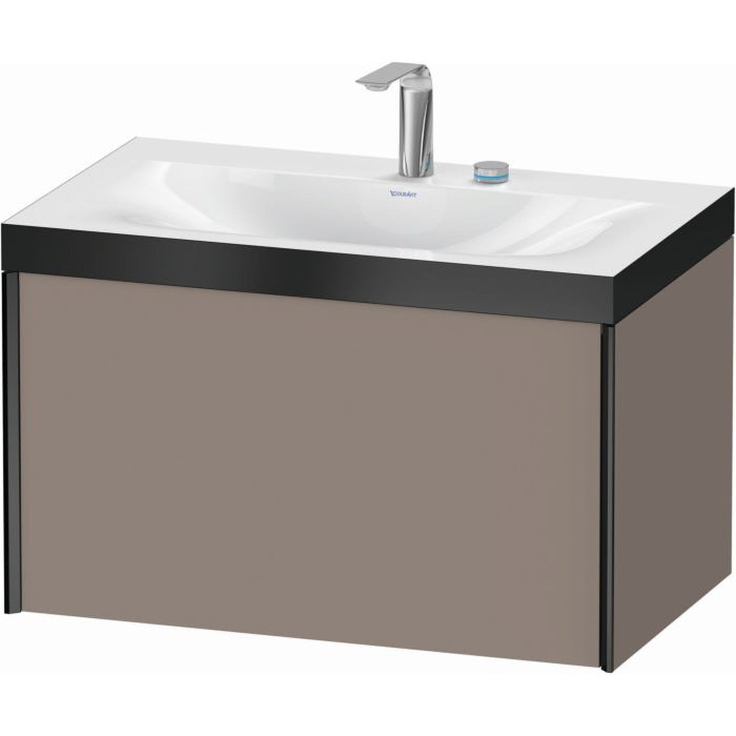 Duravit XViu 31" x 20" x 19" One Drawer C-Bonded Wall-Mount Vanity Kit With Two Tap Holes, Basalt (XV4610EB243P)