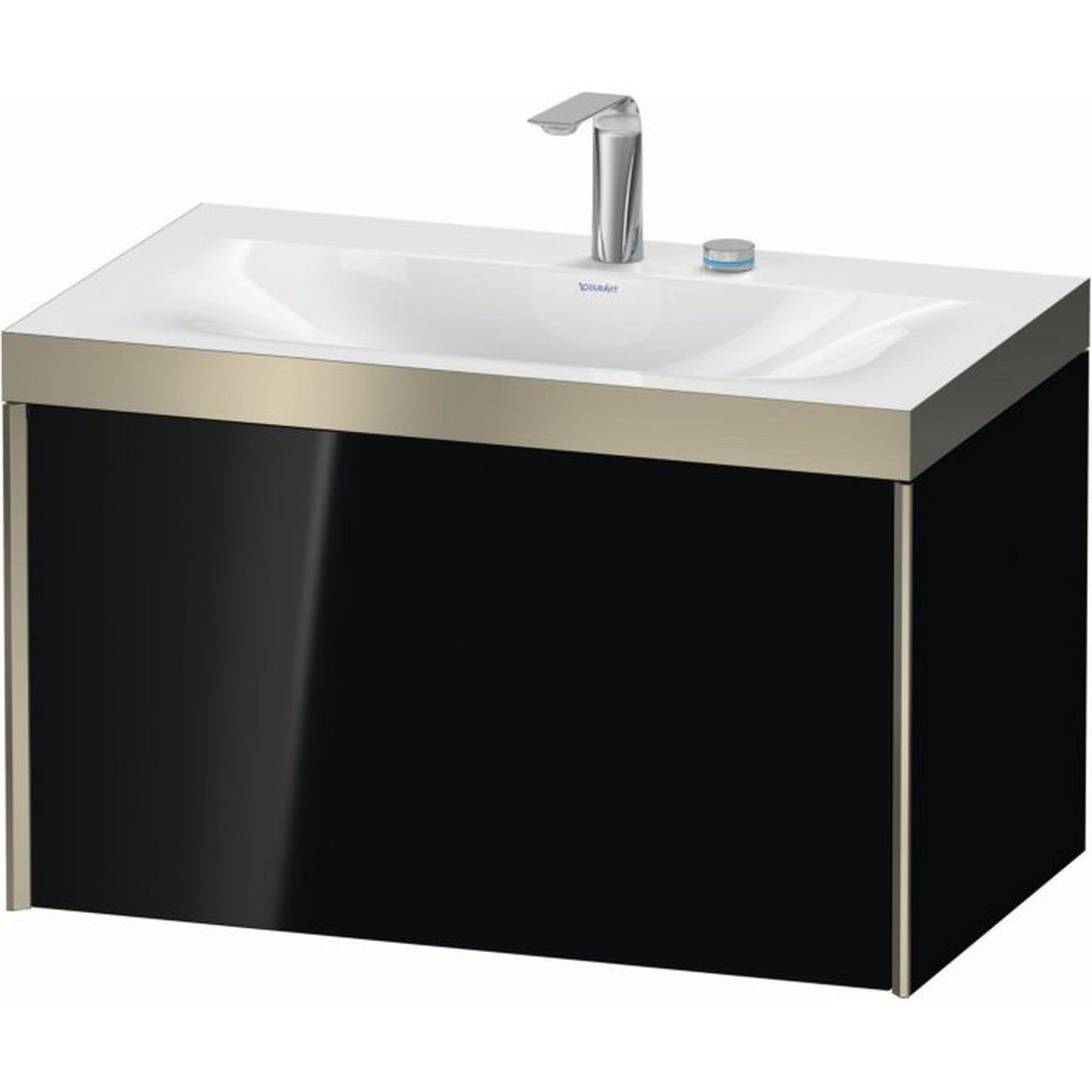 Duravit XViu 31" x 20" x 19" One Drawer C-Bonded Wall-Mount Vanity Kit With Two Tap Holes, Black (XV4610EB140P)