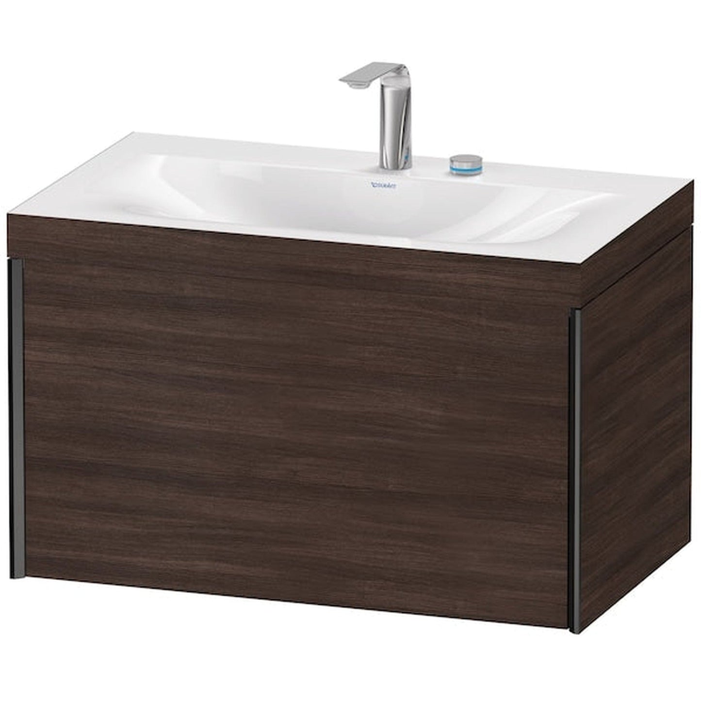 Duravit XViu 31" x 20" x 19" One Drawer C-Bonded Wall-Mount Vanity Kit With Two Tap Holes, Chestnut Dark (XV4610EB253C)