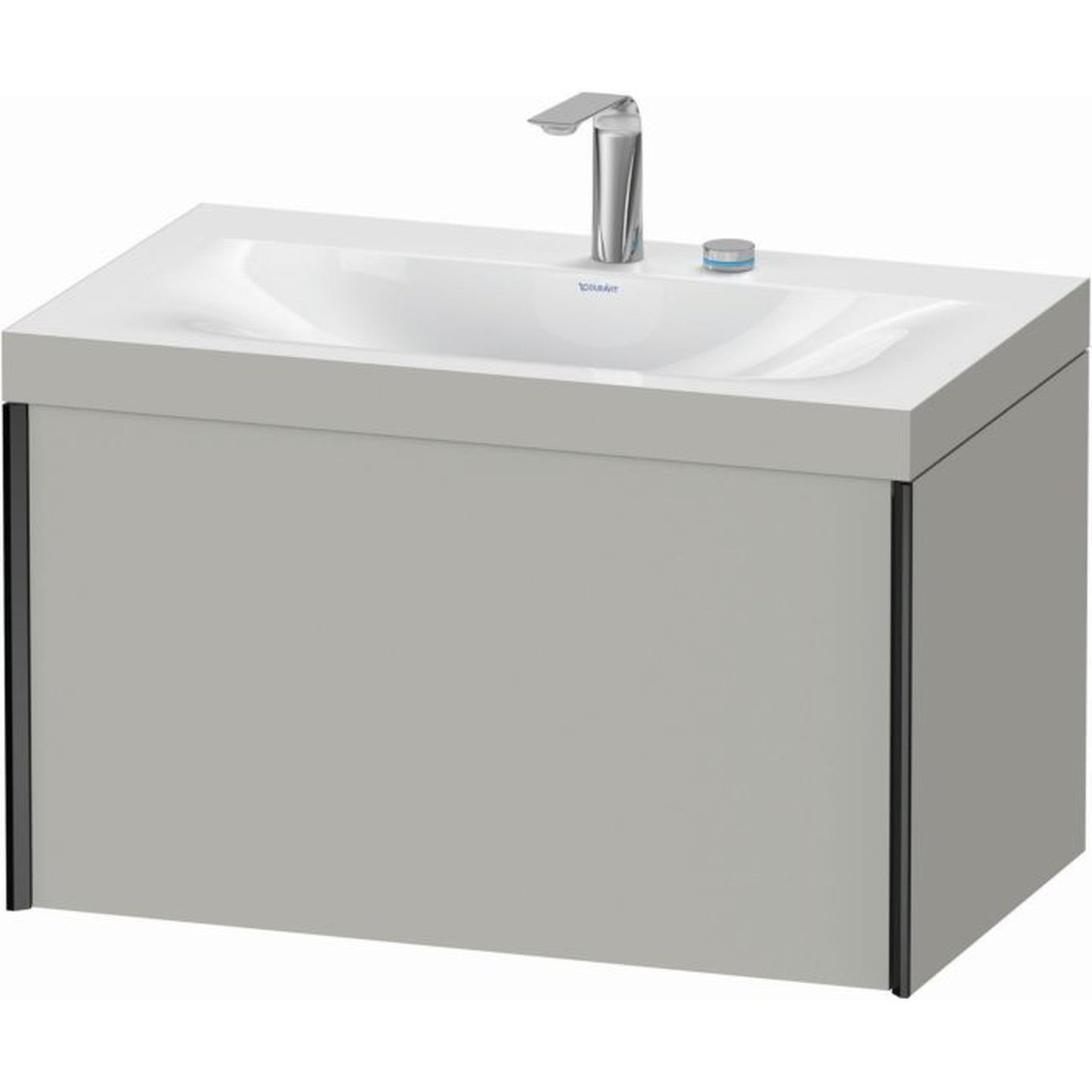 Duravit XViu 31" x 20" x 19" One Drawer C-Bonded Wall-Mount Vanity Kit With Two Tap Holes, Concrete Gray (XV4610EB207C)