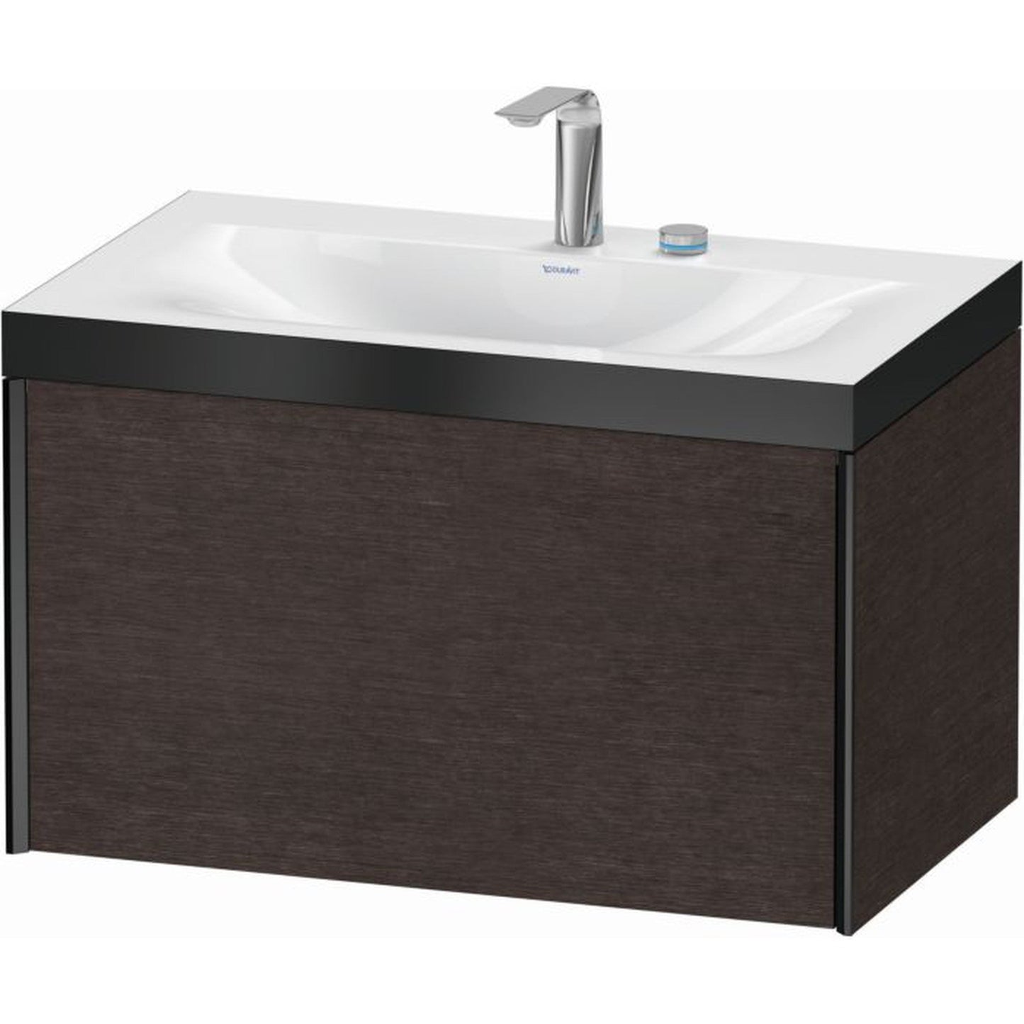 Duravit XViu 31" x 20" x 19" One Drawer C-Bonded Wall-Mount Vanity Kit With Two Tap Holes, Dark Brushed Oak (XV4610EB272P)