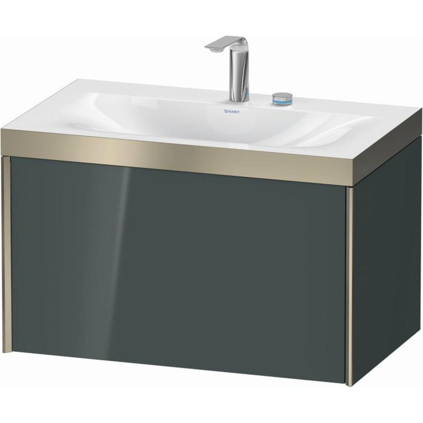 Duravit XViu 31" x 20" x 19" One Drawer C-Bonded Wall-Mount Vanity Kit With Two Tap Holes, Dolomite Gray (XV4610EB138P)
