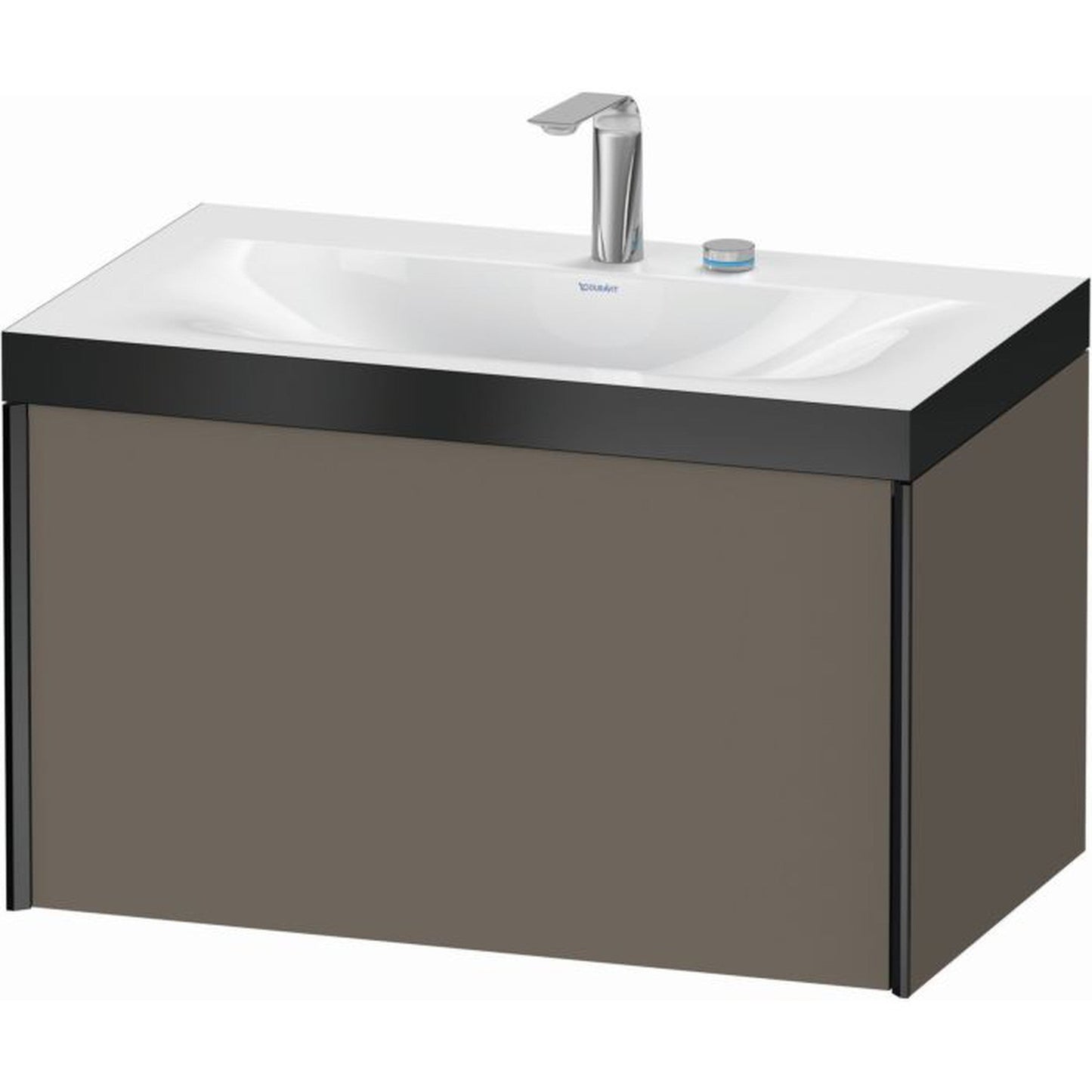 Duravit XViu 31" x 20" x 19" One Drawer C-Bonded Wall-Mount Vanity Kit With Two Tap Holes, Flannel Gray (XV4610EB290P)