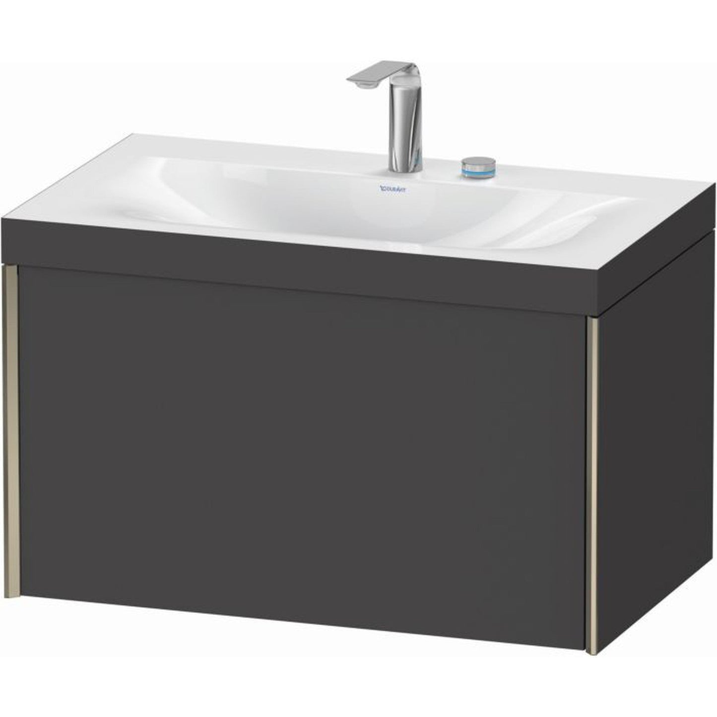 Duravit XViu 31" x 20" x 19" One Drawer C-Bonded Wall-Mount Vanity Kit With Two Tap Holes, Graphite (XV4610EB149C)