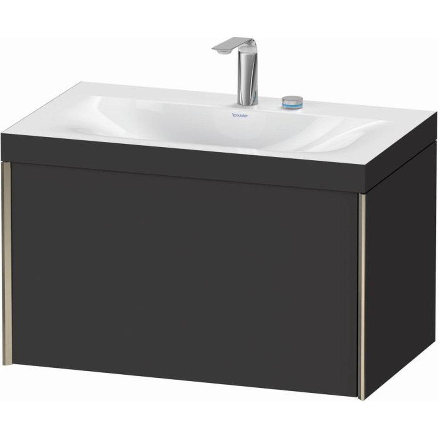 Duravit XViu 31" x 20" x 19" One Drawer C-Bonded Wall-Mount Vanity Kit With Two Tap Holes, Graphite (XV4610EB180C)
