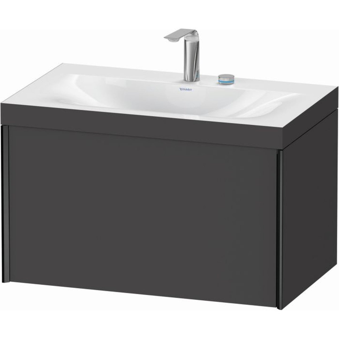 Duravit XViu 31" x 20" x 19" One Drawer C-Bonded Wall-Mount Vanity Kit With Two Tap Holes, Graphite (XV4610EB249C)