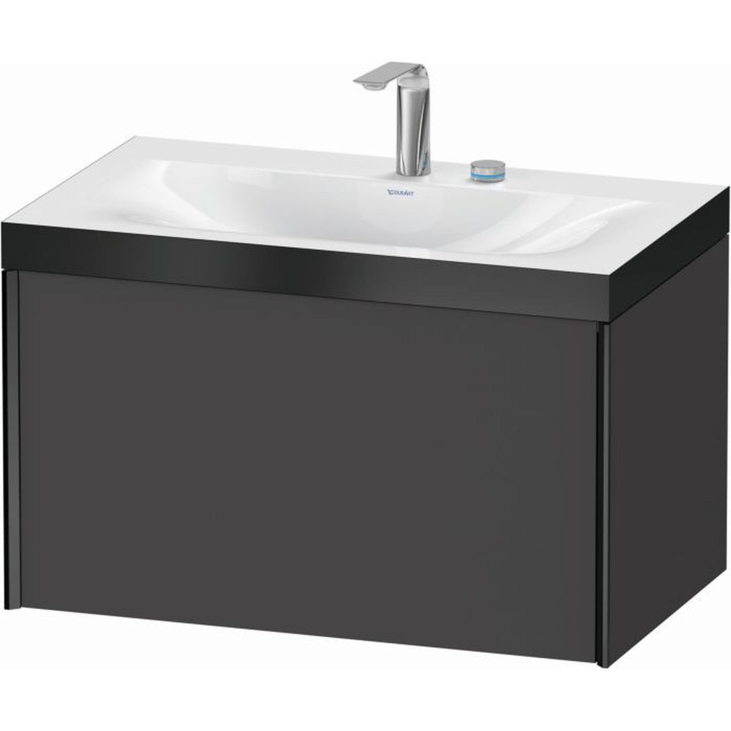 Duravit XViu 31" x 20" x 19" One Drawer C-Bonded Wall-Mount Vanity Kit With Two Tap Holes, Graphite (XV4610EB249P)
