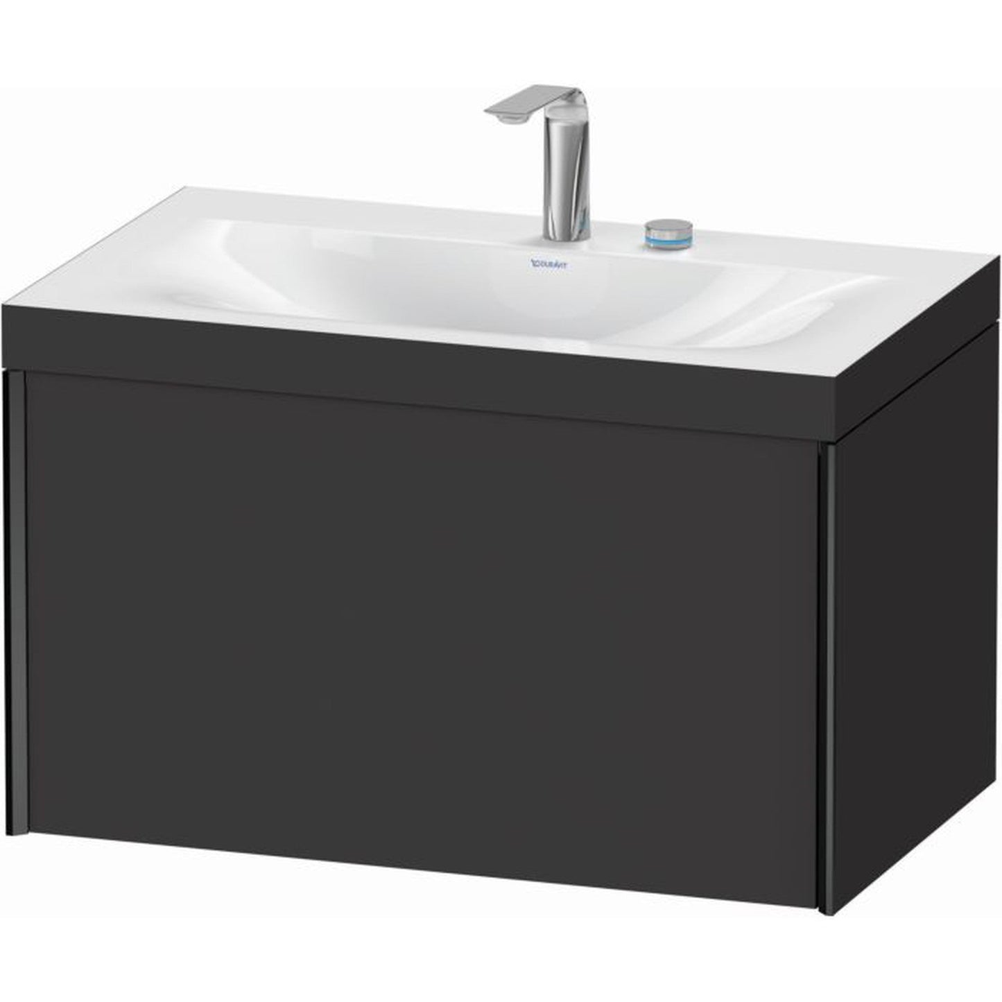 Duravit XViu 31" x 20" x 19" One Drawer C-Bonded Wall-Mount Vanity Kit With Two Tap Holes, Graphite (XV4610EB280C)