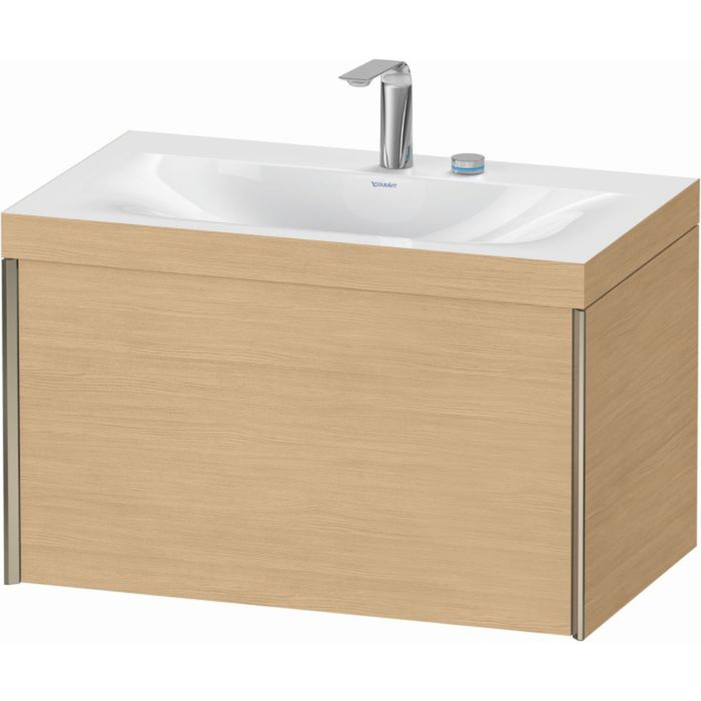 Duravit XViu 31" x 20" x 19" One Drawer C-Bonded Wall-Mount Vanity Kit With Two Tap Holes, Natural Oak (XV4610EB130C)