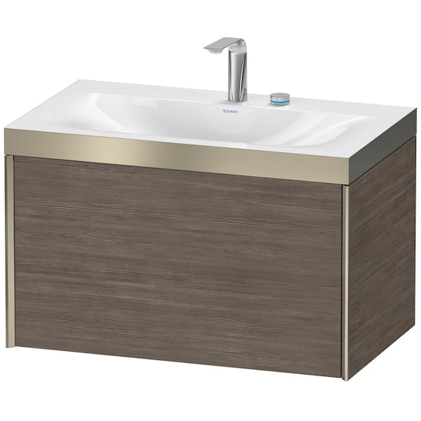Duravit XViu 31" x 20" x 19" One Drawer C-Bonded Wall-Mount Vanity Kit With Two Tap Holes, Pine Terra (XV4610EB151P)