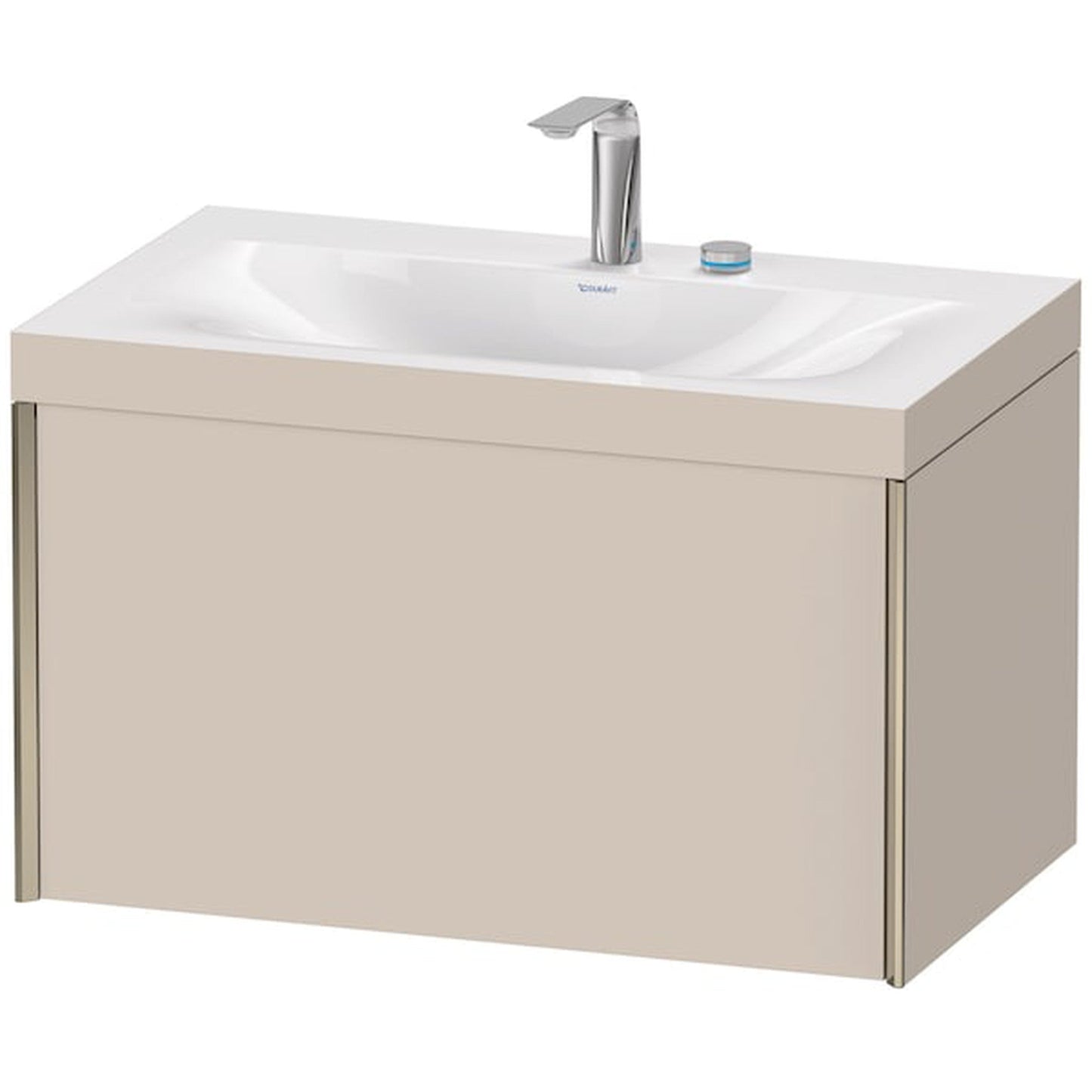 Duravit XViu 31" x 20" x 19" One Drawer C-Bonded Wall-Mount Vanity Kit With Two Tap Holes, Taupe (XV4610EB191C)