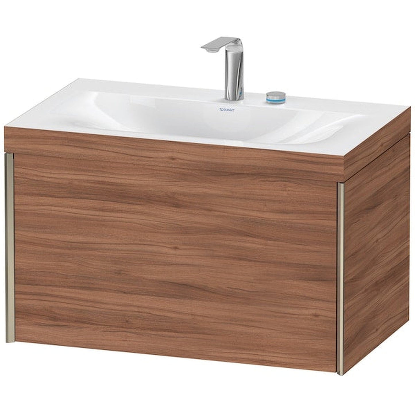 Duravit XViu 31" x 20" x 19" One Drawer C-Bonded Wall-Mount Vanity Kit With Two Tap Holes, Walnut (XV4610EB179C)
