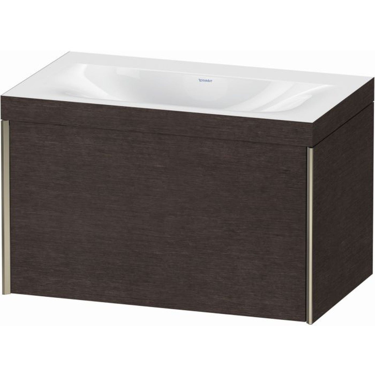 Duravit XViu 31" x 20" x 19" One Drawer C-Bonded Wall-Mount Vanity Kit Without Tap Hole, Dark Brushed Oak (XV4610NB172C)
