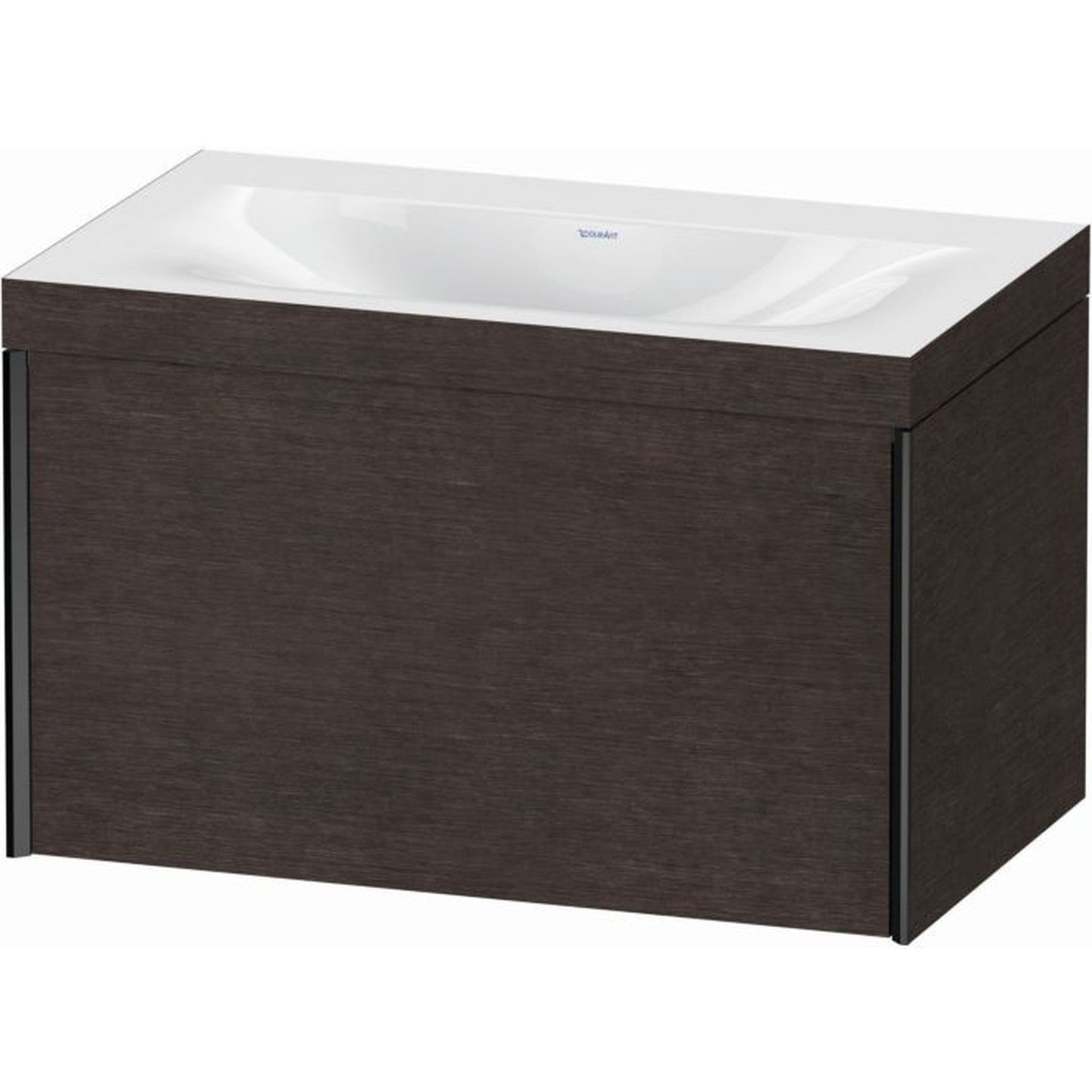 Duravit XViu 31" x 20" x 19" One Drawer C-Bonded Wall-Mount Vanity Kit Without Tap Hole, Dark Brushed Oak (XV4610NB272C)