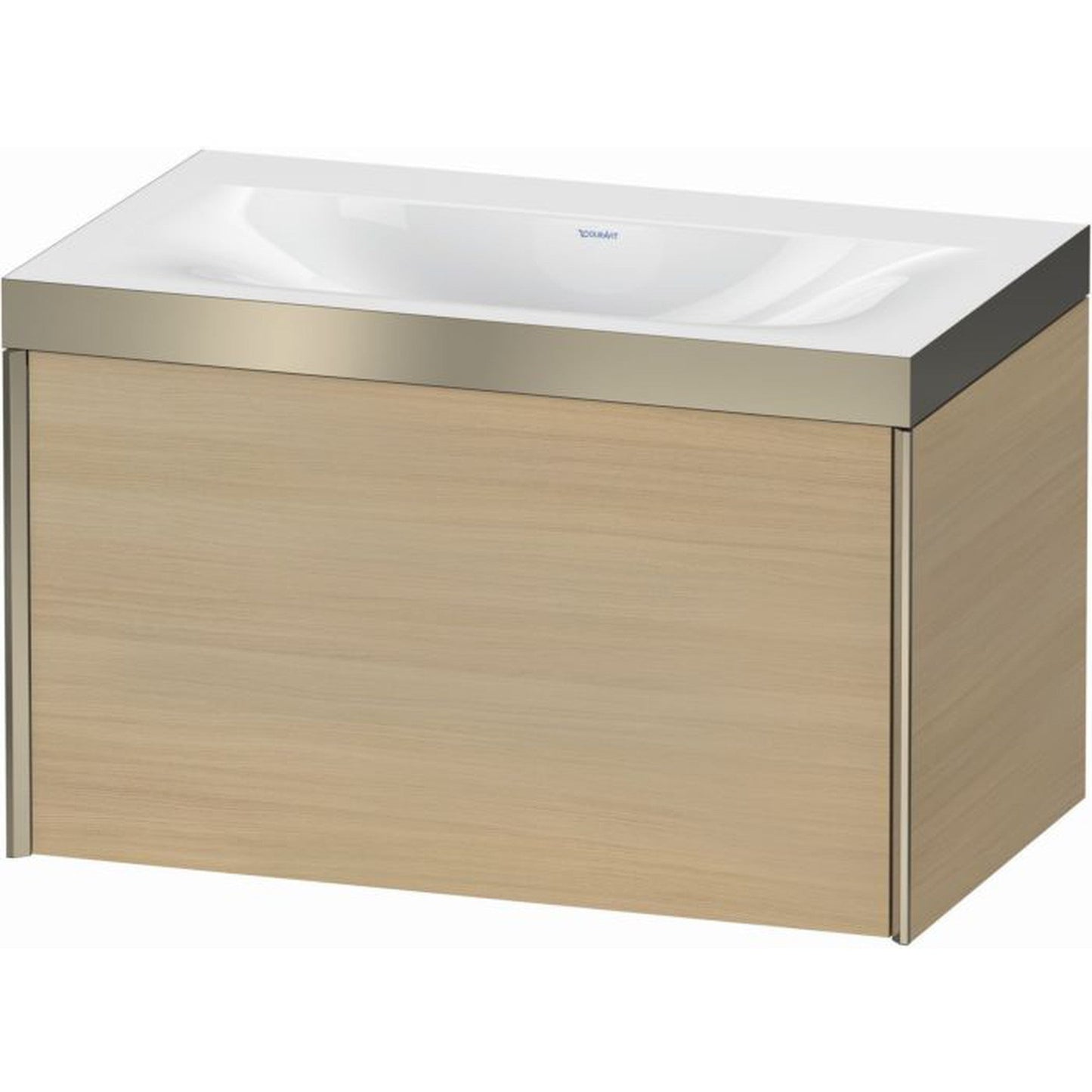 Duravit XViu 31" x 20" x 19" One Drawer C-Bonded Wall-Mount Vanity Kit Without Tap Hole, Mediterranean Oak (XV4610NB171P)