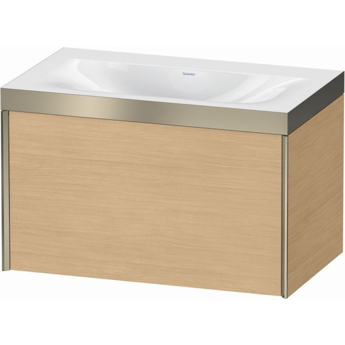 Duravit XViu 31" x 20" x 19" One Drawer C-Bonded Wall-Mount Vanity Kit Without Tap Hole, Natural Oak (XV4610NB130P)