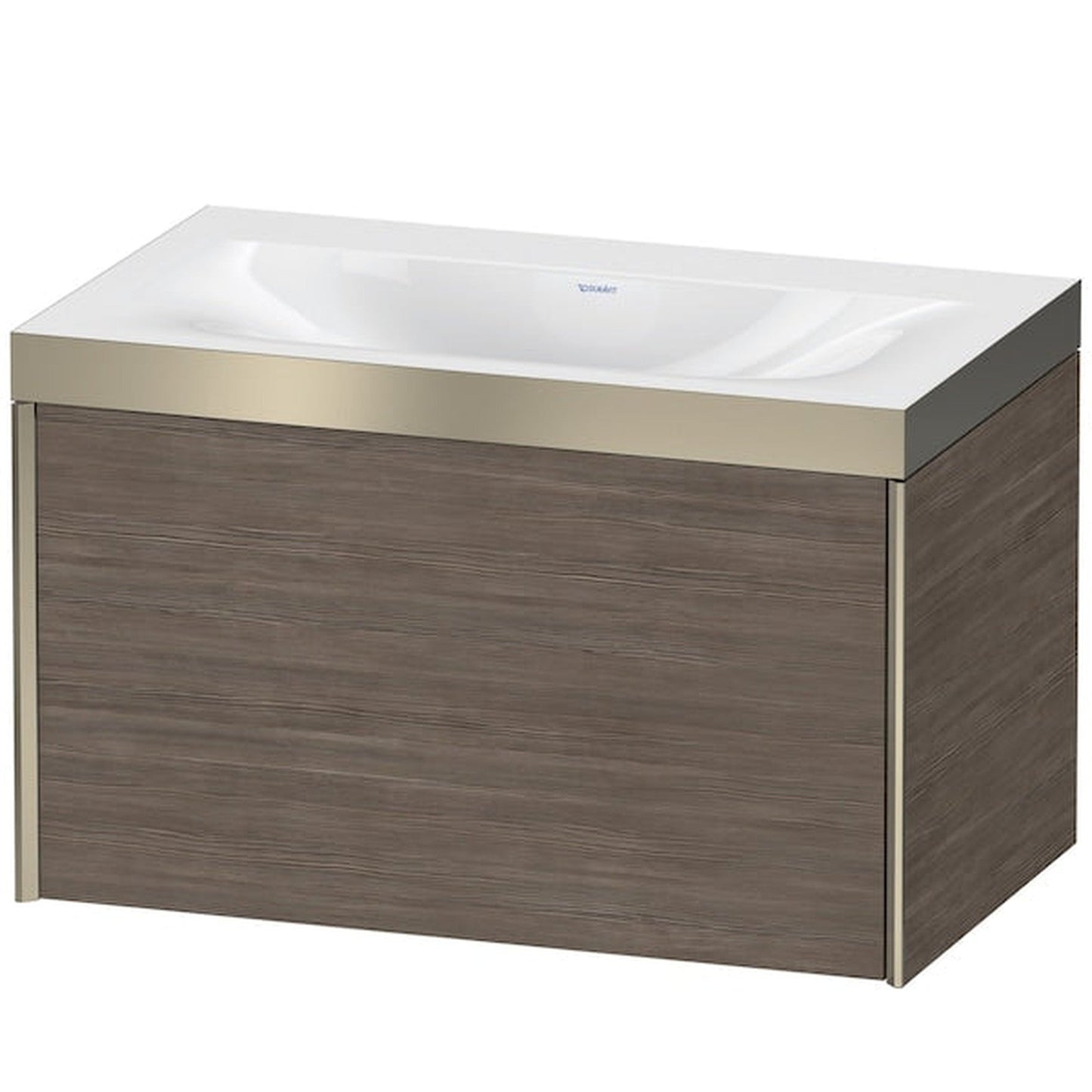 Duravit XViu 31" x 20" x 19" One Drawer C-Bonded Wall-Mount Vanity Kit Without Tap Hole, Pine Terra (XV4610NB151P)