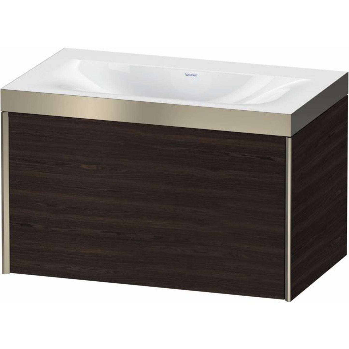 Duravit XViu 31" x 20" x 19" One Drawer C-Bonded Wall-Mount Vanity Kit Without Tap Hole, Walnut Brushed (XV4610NB169P)