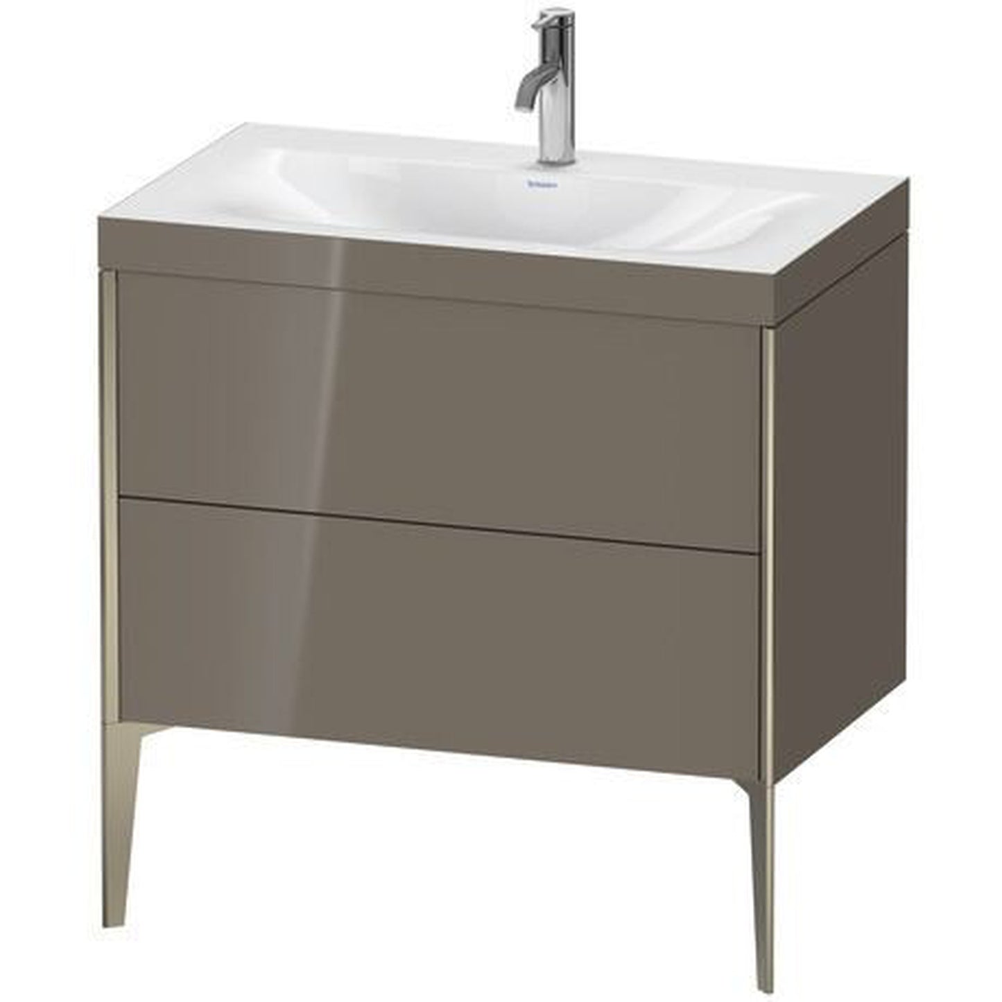 Duravit XViu 31" x 31" x 19" Two Drawer C-Bonded Floorstanding Vanity Kit With One Tap Hole, Flannel Gray (XV4710OB189C)