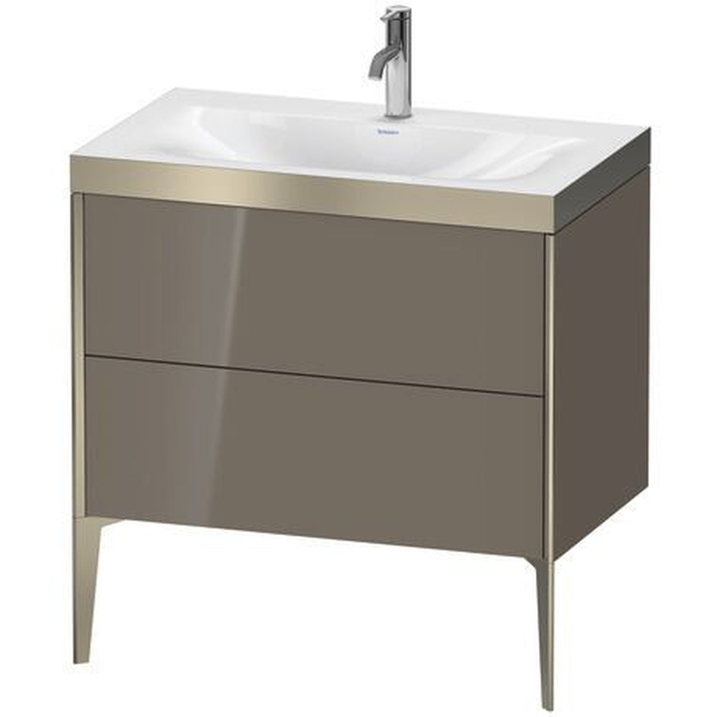 Duravit XViu 31" x 31" x 19" Two Drawer C-Bonded Floorstanding Vanity Kit With One Tap Hole, Flannel Gray (XV4710OB189P)