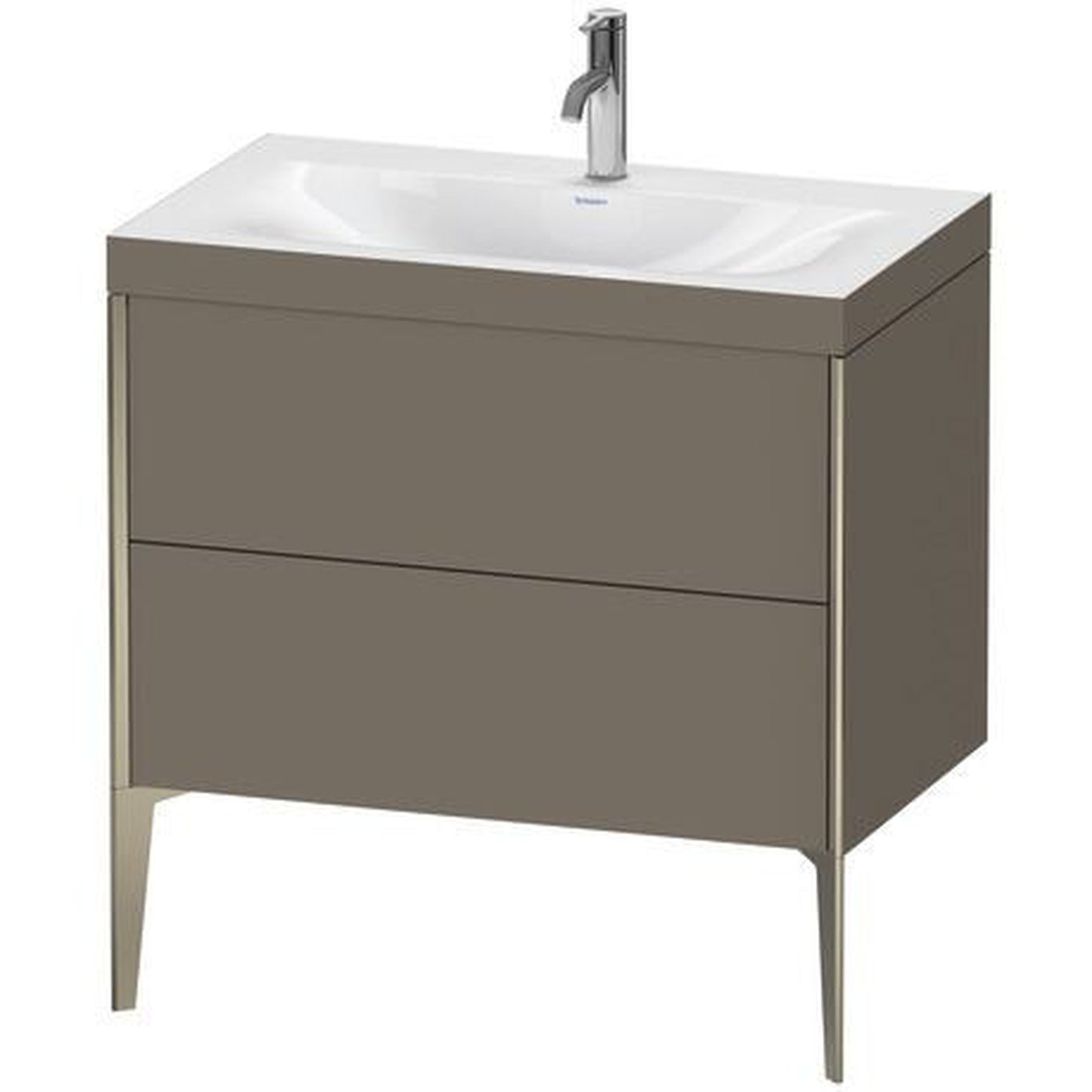 Duravit XViu 31" x 31" x 19" Two Drawer C-Bonded Floorstanding Vanity Kit With One Tap Hole, Flannel Gray (XV4710OB190C)