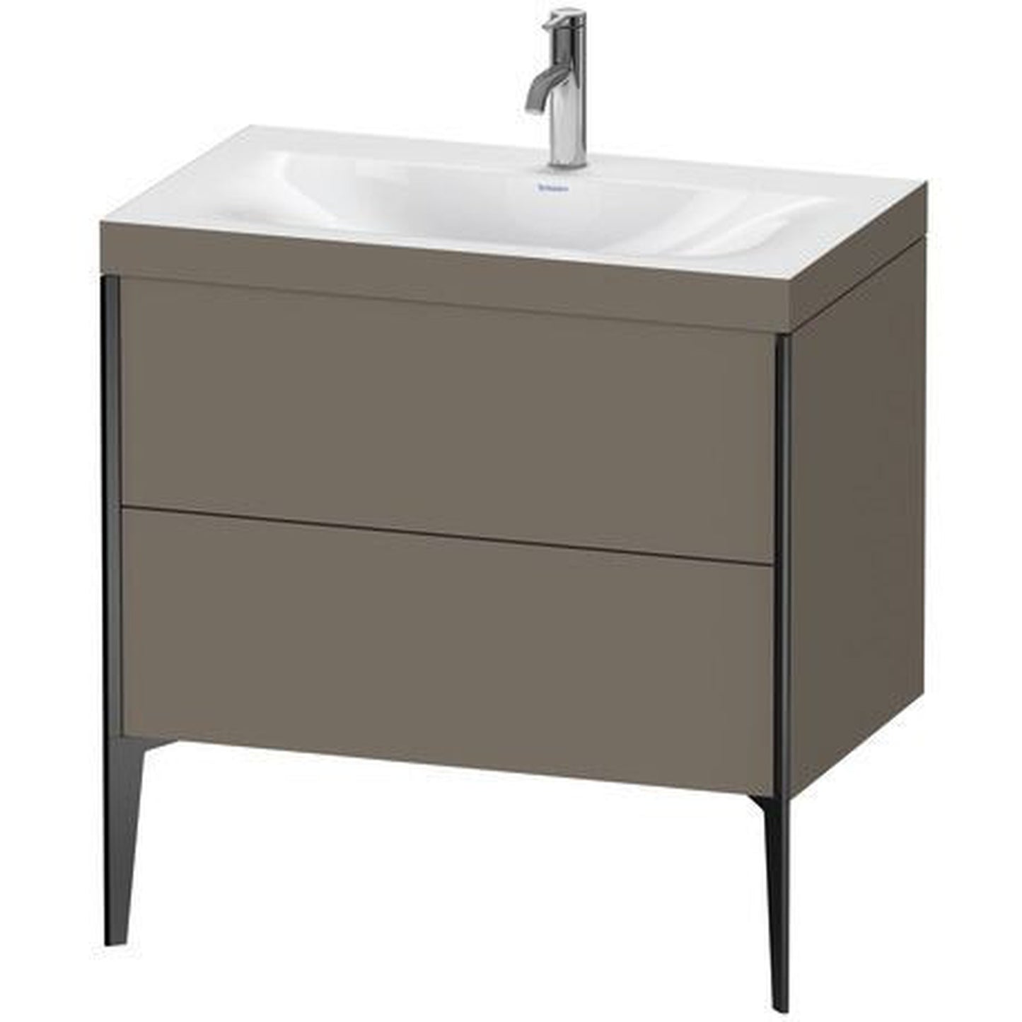 Duravit XViu 31" x 31" x 19" Two Drawer C-Bonded Floorstanding Vanity Kit With One Tap Hole, Flannel Gray (XV4710OB290C)
