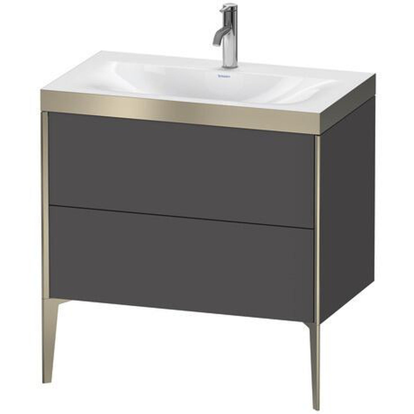 Duravit XViu 31" x 31" x 19" Two Drawer C-Bonded Floorstanding Vanity Kit With One Tap Hole, Graphite (XV4710OB149P)