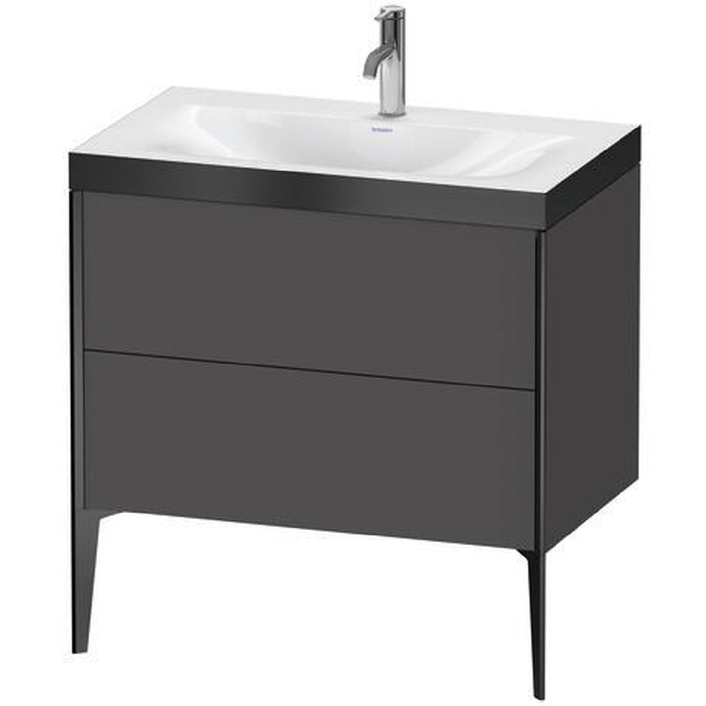 Duravit XViu 31" x 31" x 19" Two Drawer C-Bonded Floorstanding Vanity Kit With One Tap Hole, Graphite (XV4710OB249P)